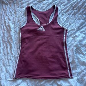 adidas Women's Maroon Racerback Tank with White Trim